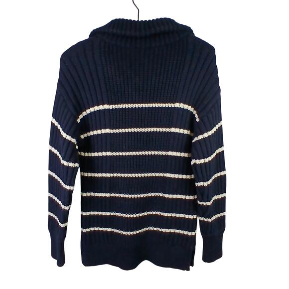 APIECE APART Tuckernuck SZ XS Navy And Cream Paloma Mock Sweater Cotton/Cashmere - Picture 4 of 5